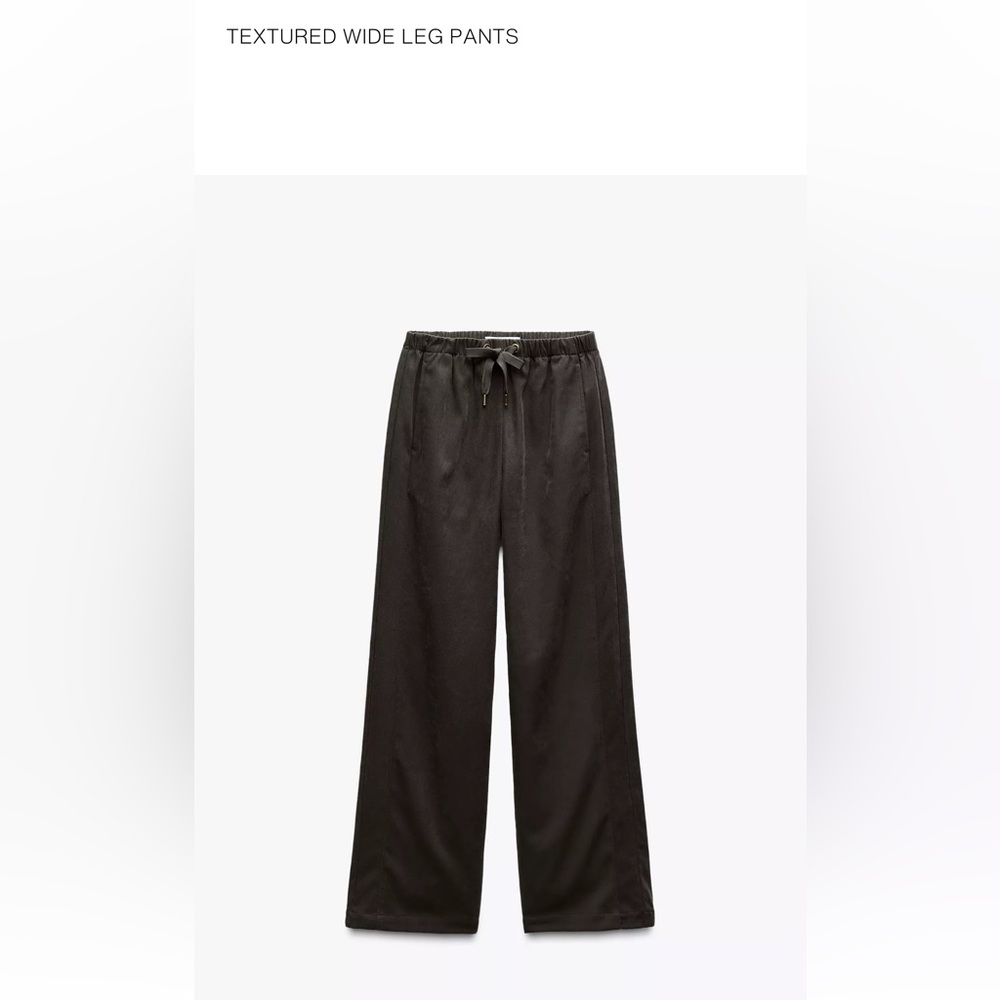 Zara Black Drawstring Wide-Leg Pants